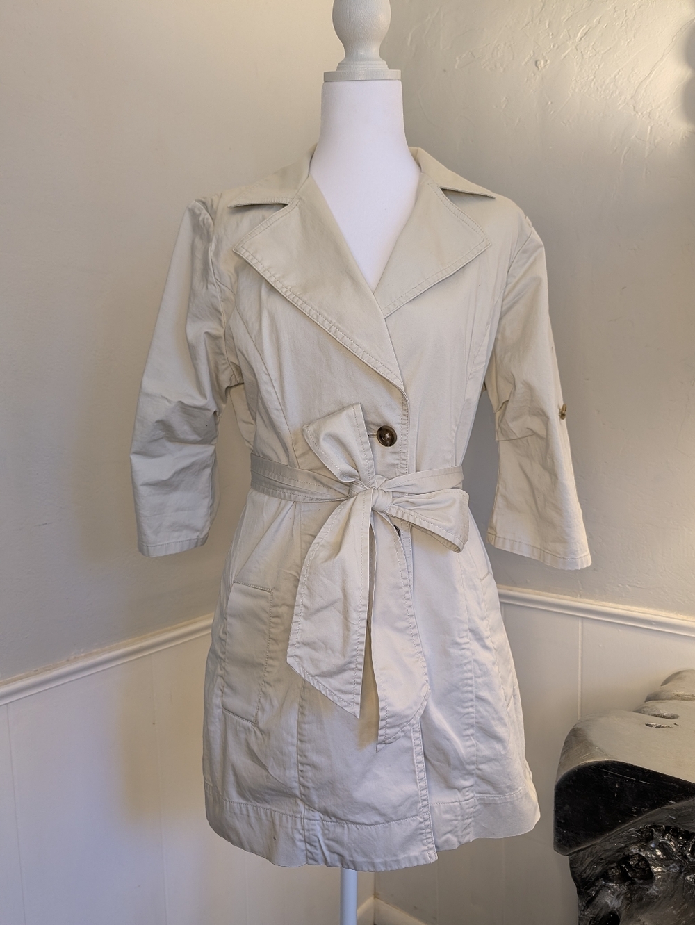 CABI 3/4 Sleeve Trench Coat size Small